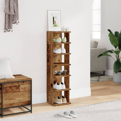 Schoenenkast 28x27x102 cm bewerkt hout oud houtkleurig