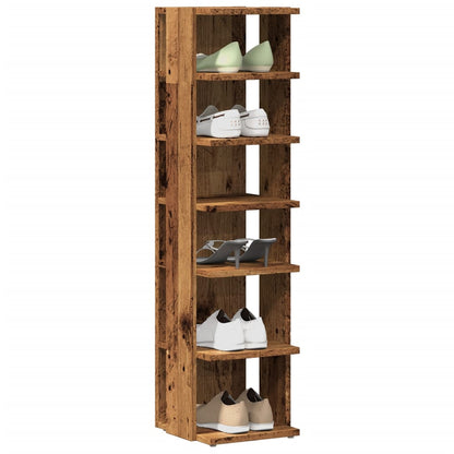 Schoenenkast 28x27x102 cm bewerkt hout oud houtkleurig
