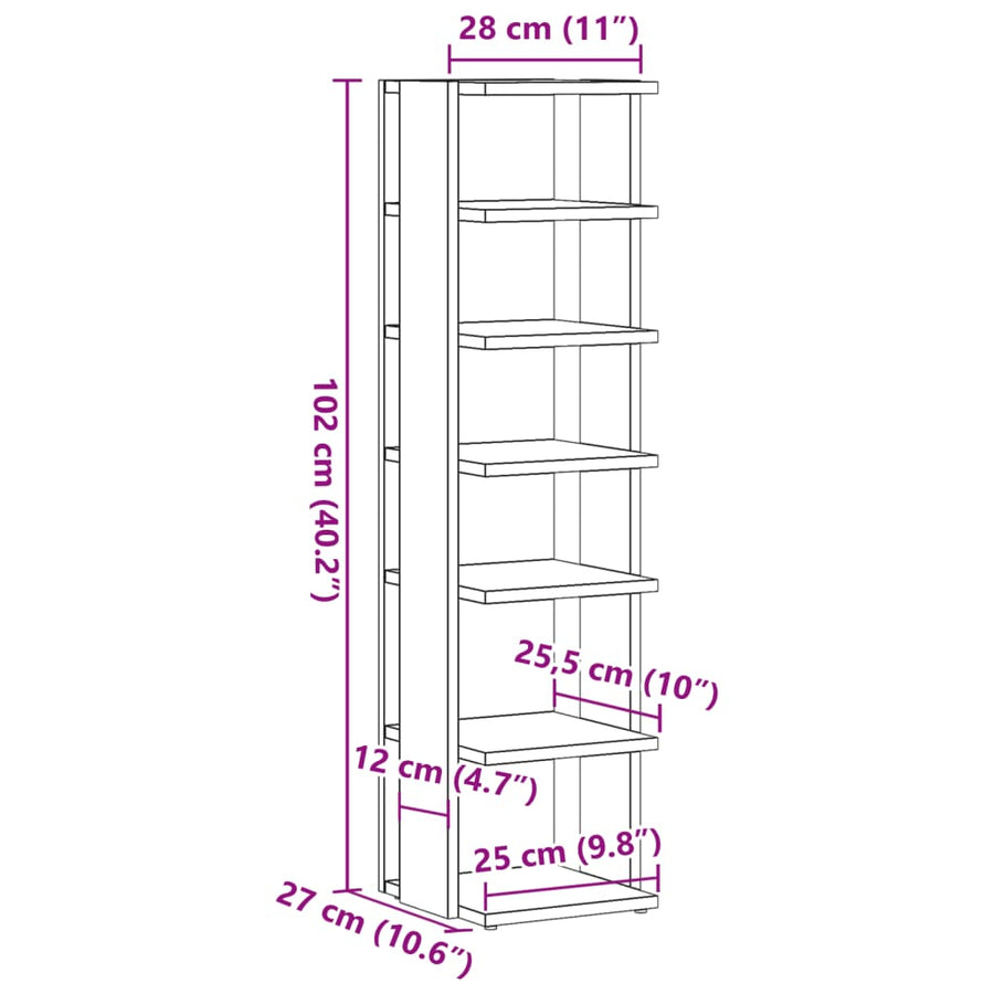 Schoenenkasten 2 st 28x27x102 cm bewerkt hout oud houtkleurig