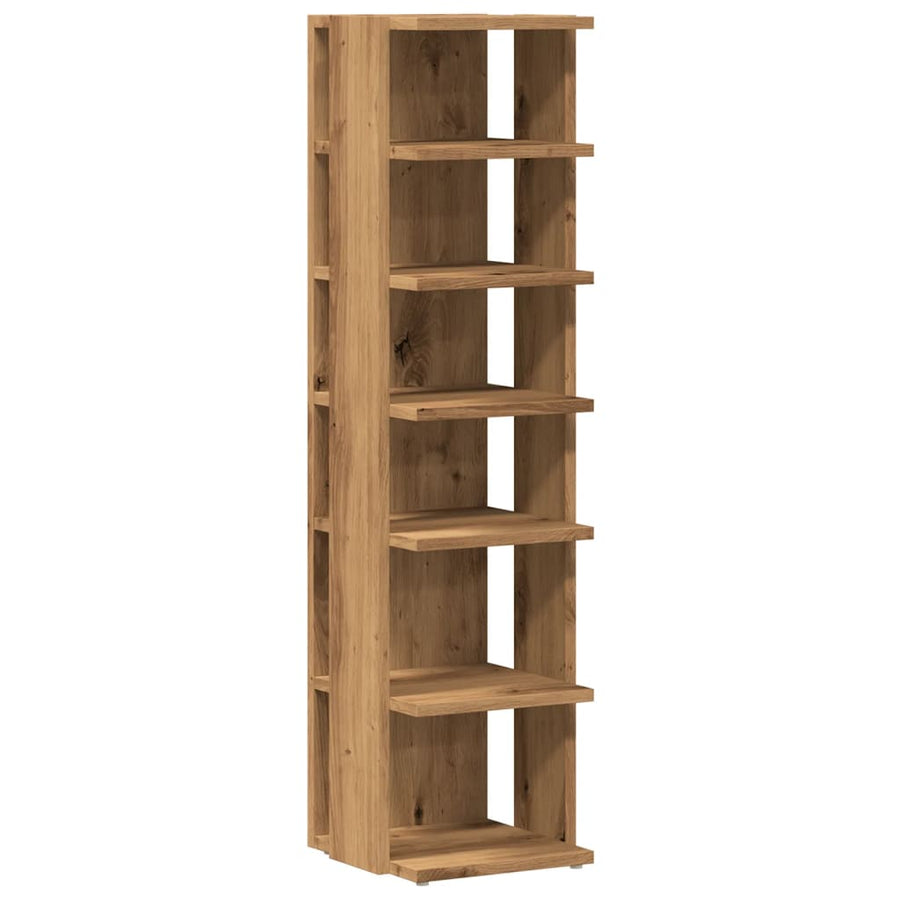Schoenenkast 28x27x102 cm bewerkt hout artisanaal eikenkleurig