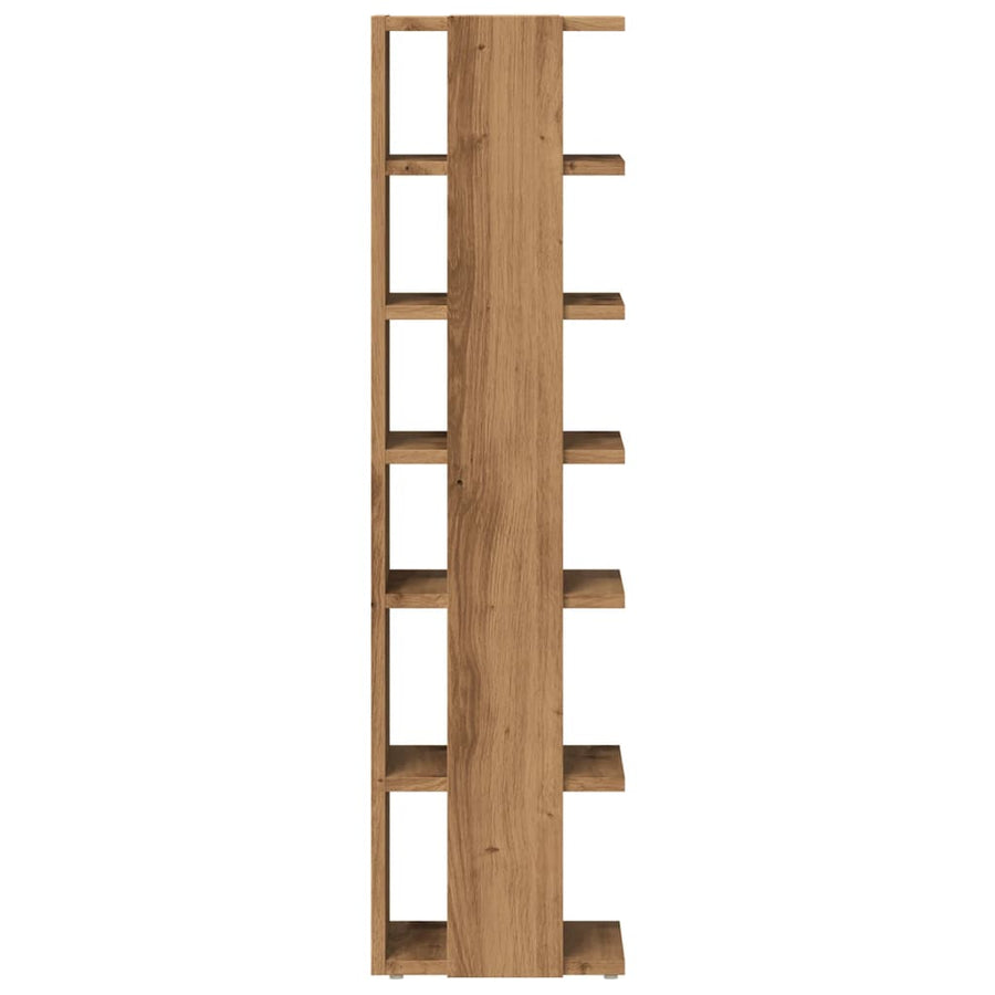 Schoenenkast 28x27x102 cm bewerkt hout artisanaal eikenkleurig