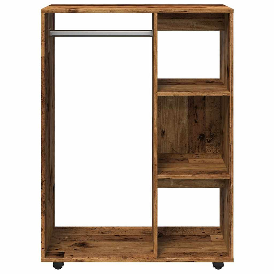 Kledingkast 80x40x110 cm bewerkt hout oud houtkleurig