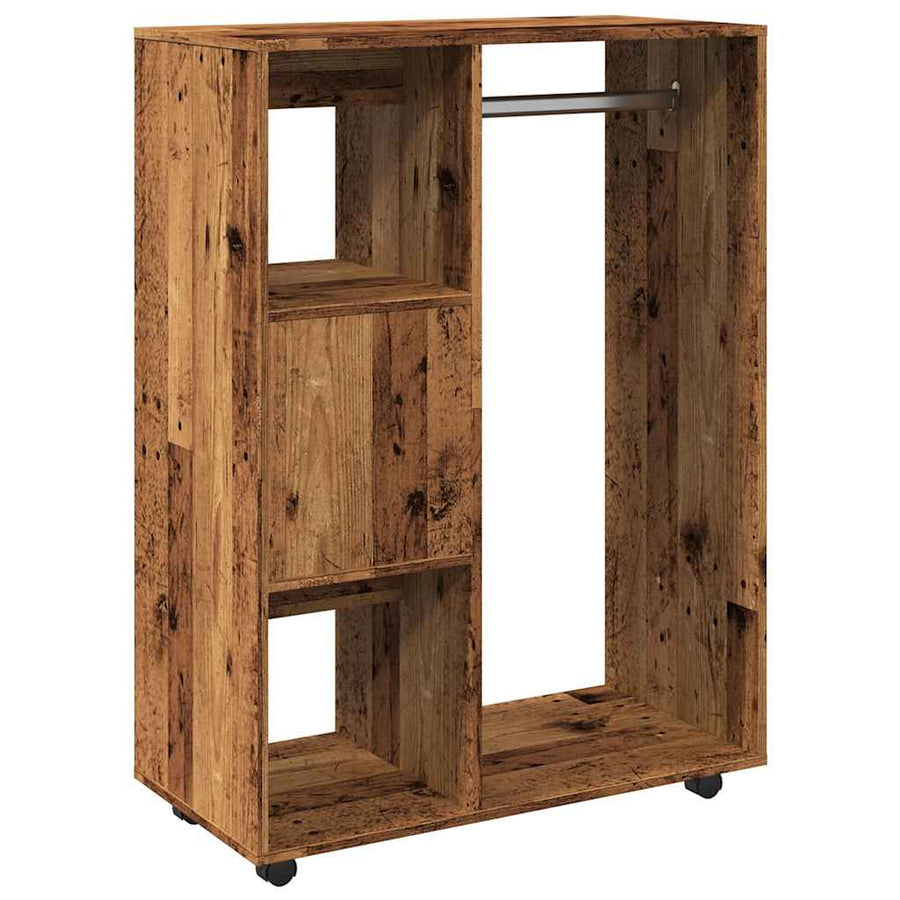 Kledingkast 80x40x110 cm bewerkt hout oud houtkleurig