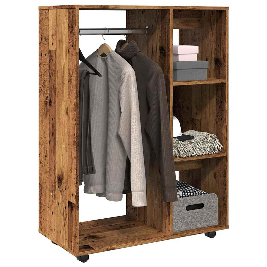 Kledingkast 80x40x110 cm bewerkt hout oud houtkleurig