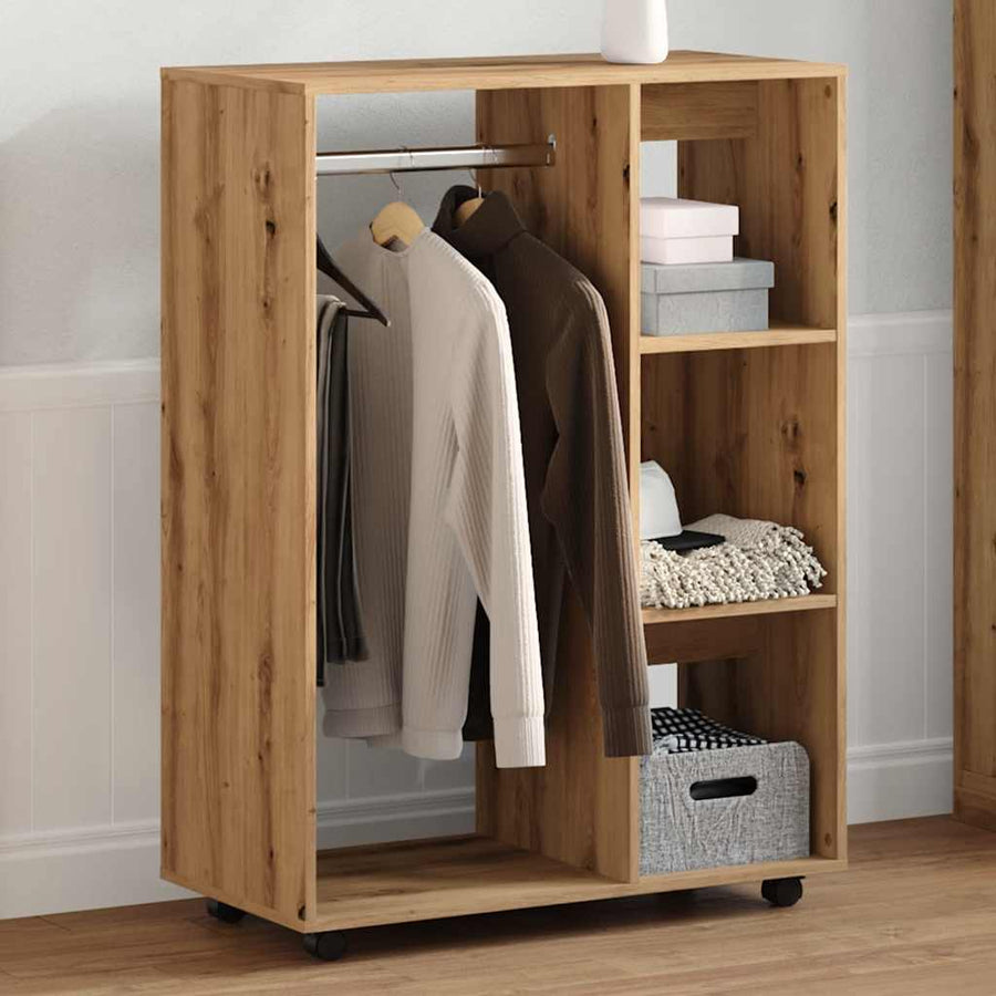 Kledingkast 80x40x110 cm bewerkt hout artisanaal eikenkleur