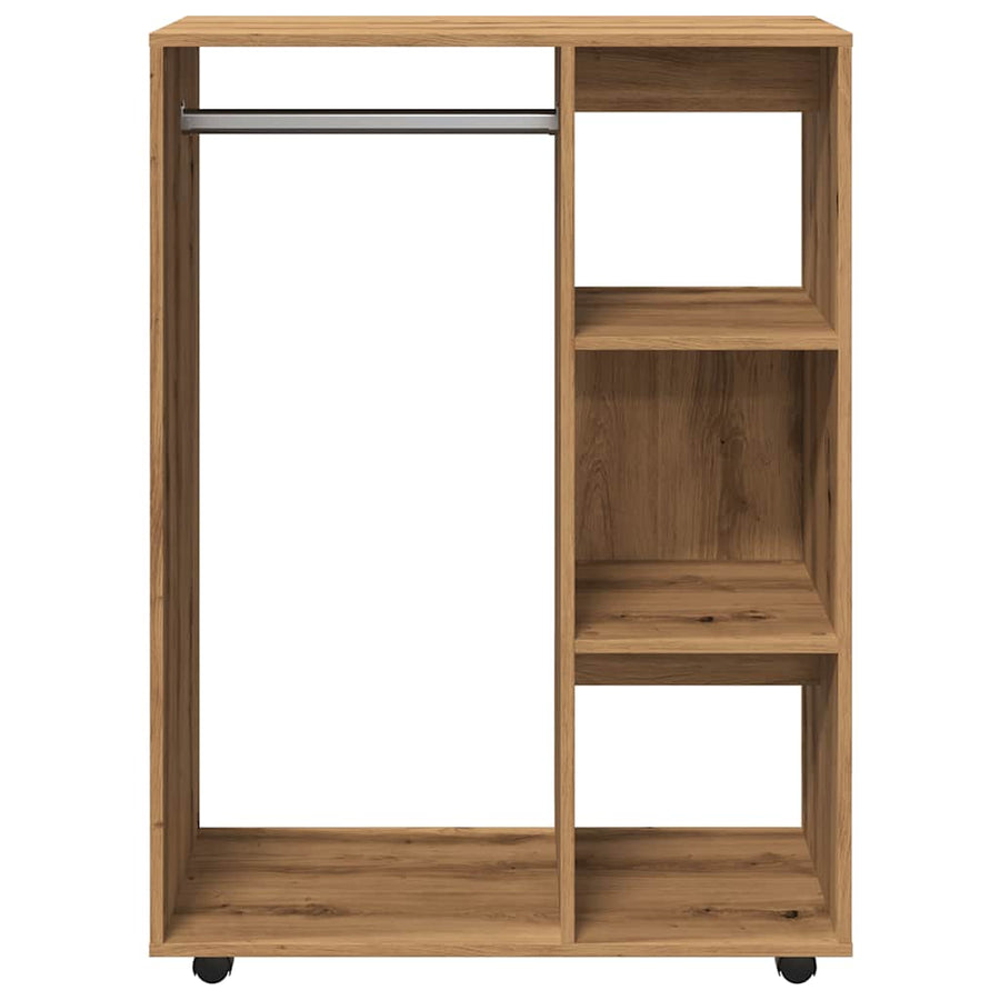 Kledingkast 80x40x110 cm bewerkt hout artisanaal eikenkleur