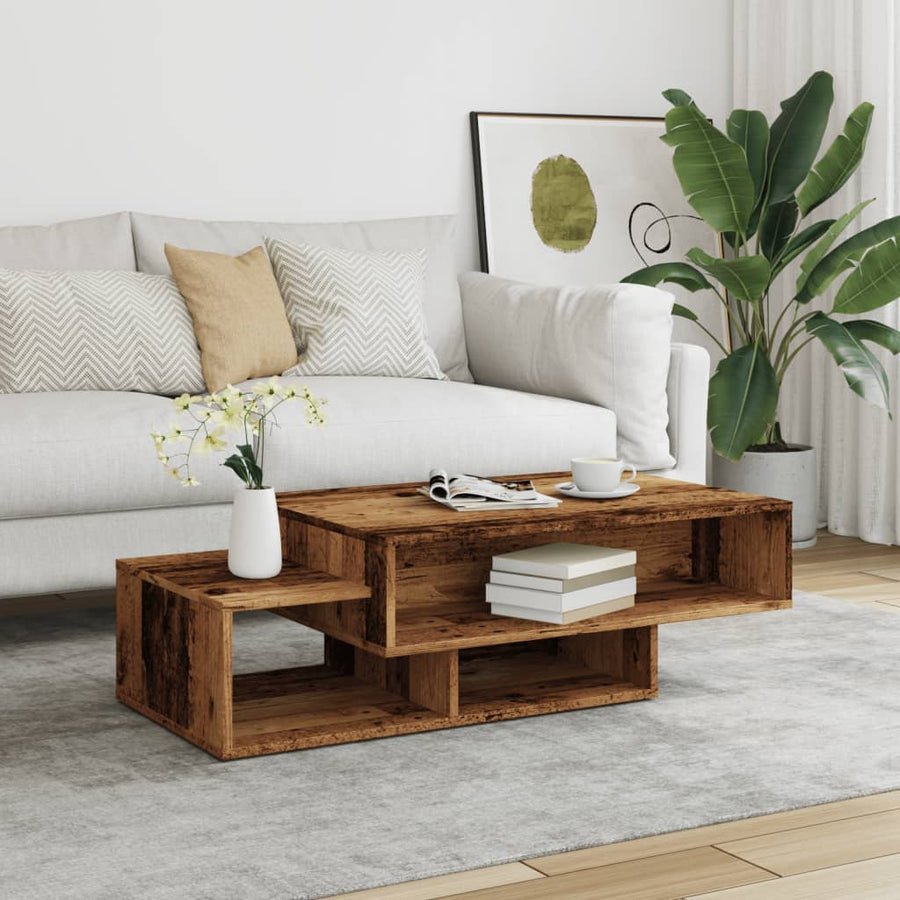 Salontafel 105x55x32 cm bewerkt hout oud houtkleurig