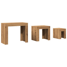 3-Delige Tafeltjesset Bewerkt Hout artisanaal eikenkleurig