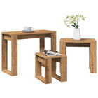 Bijzettafelset 3-delig bewerkt hout eikenkleur