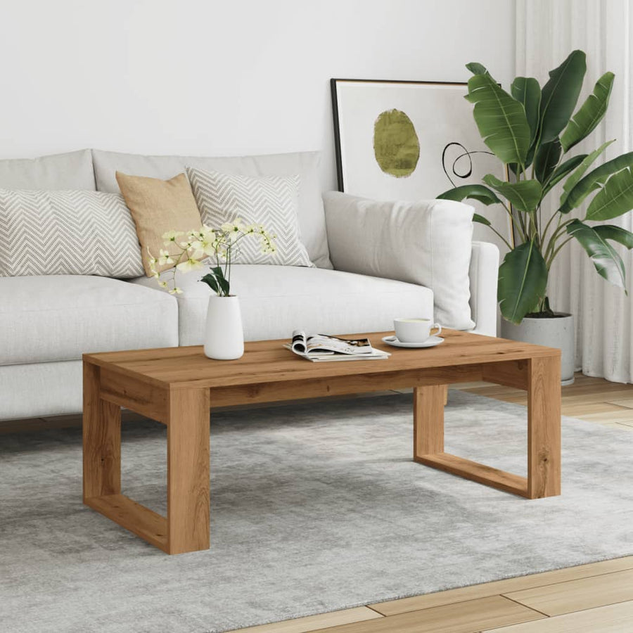 Salontafel 102x50x35 cm bewerkt hout artisanaal eikenkleurig