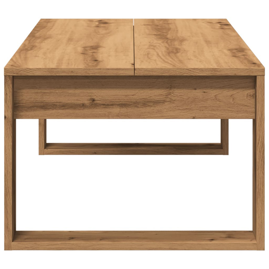 Salontafel 102x50x35 cm bewerkt hout artisanaal eikenkleurig