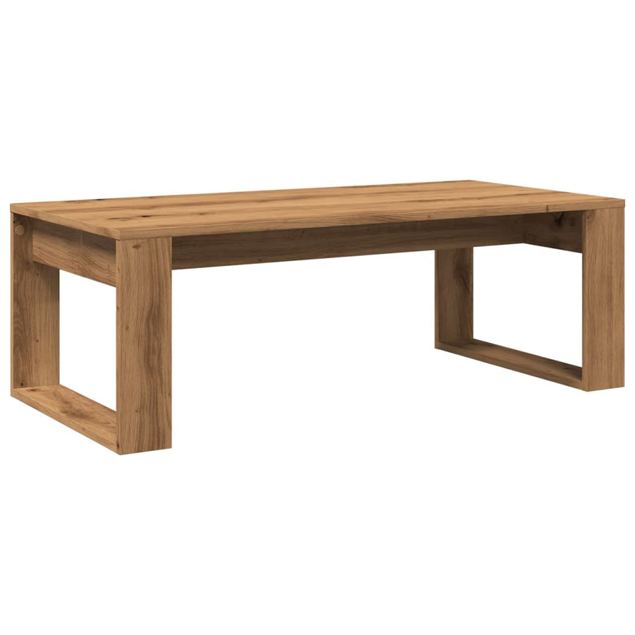 Salontafel 102x50x35 cm bewerkt hout artisanaal eikenkleurig