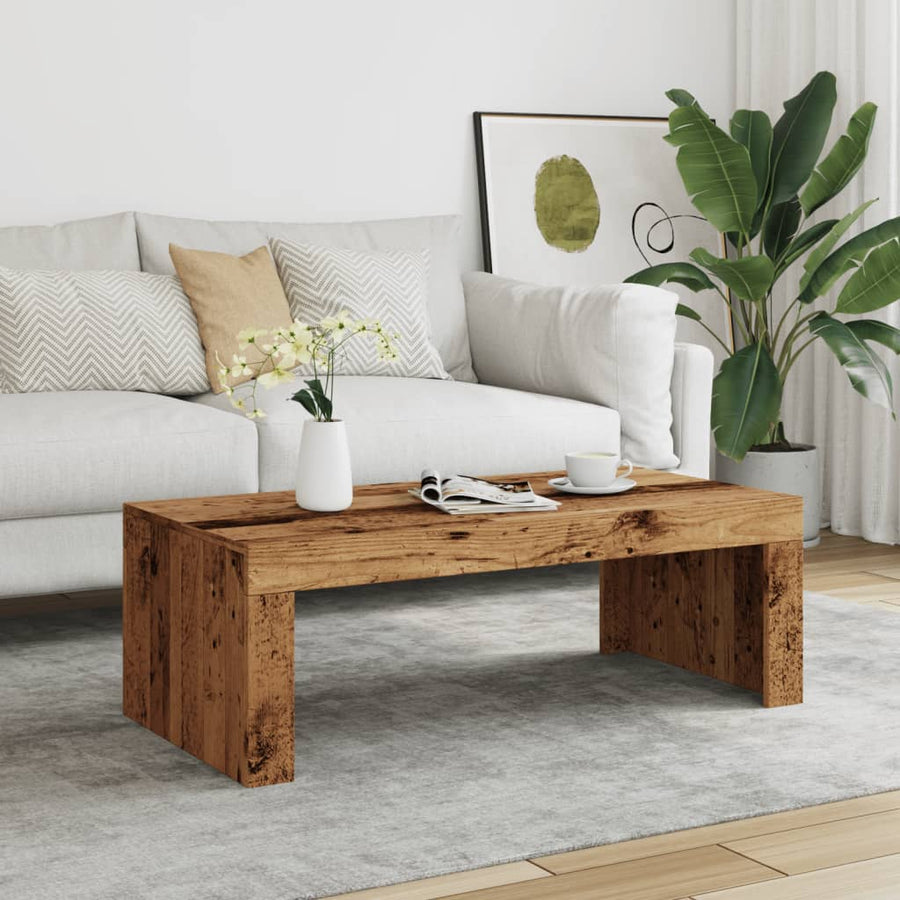 Salontafel 102x50x35 cm bewerkt hout oude houtkleurig