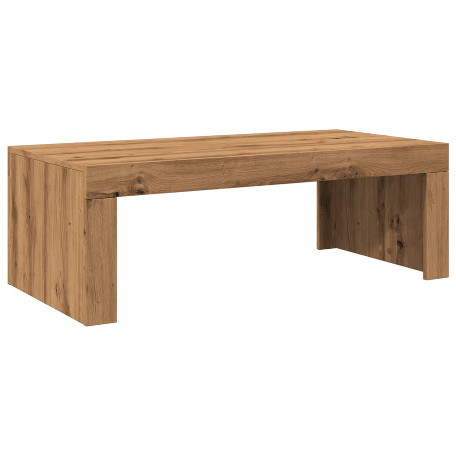 Salontafel 102x50x35 cm bewerkt hout artisanaal eikenkleurig