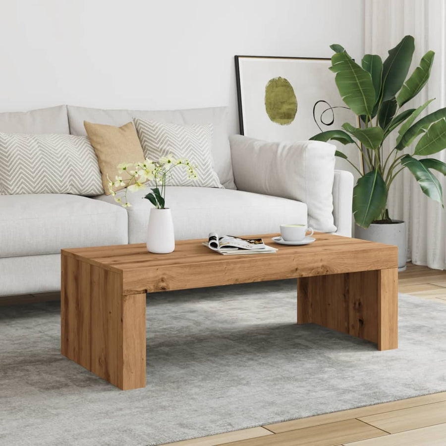 Salontafel 102x50x35 cm bewerkt hout artisanaal eikenkleurig