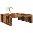 Coffee table 100x100x35 cm carved wood old wood colored