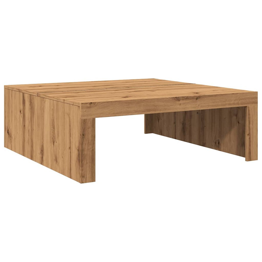 Salontafel 100X100X35 Cm Bewerkt Hout artisanaal eikenkleurig