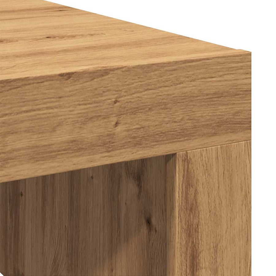 Salontafel 100X100X35 Cm Bewerkt Hout artisanaal eikenkleurig