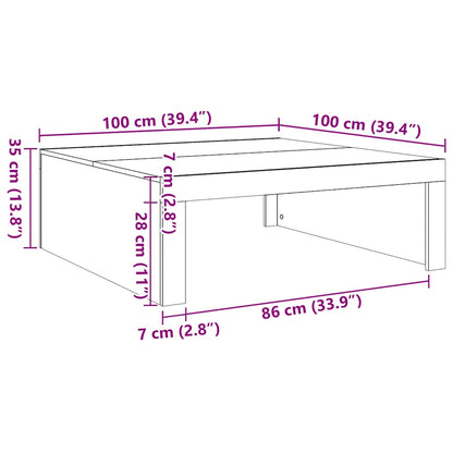 Salontafel 100X100X35 Cm Bewerkt Hout artisanaal eikenkleurig