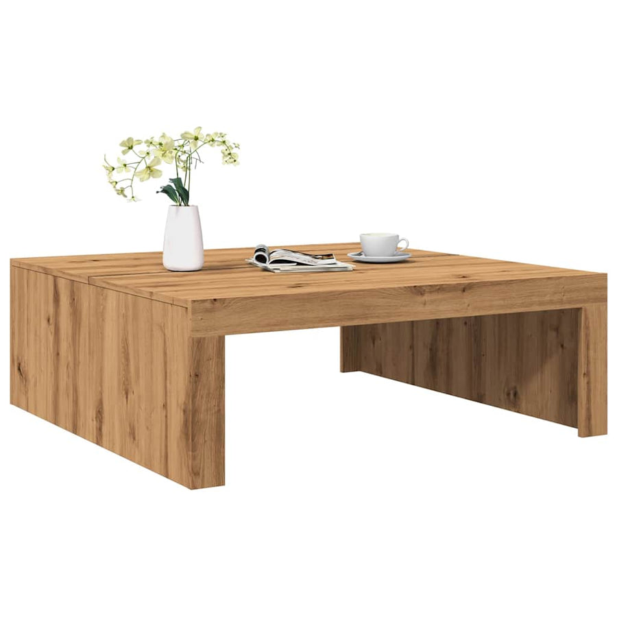 Salontafel 100X100X35 Cm Bewerkt Hout artisanaal eikenkleurig