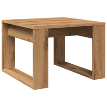Bijzettafel 50x50x35 cm bewerkt hout artisanaal eikenkleurig