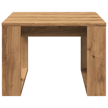 Bijzettafel 50x50x35 cm bewerkt hout artisanaal eikenkleurig