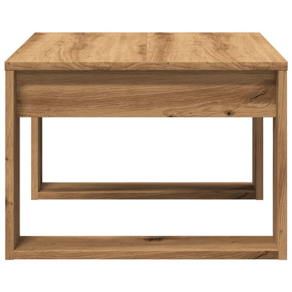 Bijzettafel 50x50x35 cm bewerkt hout artisanaal eikenkleurig