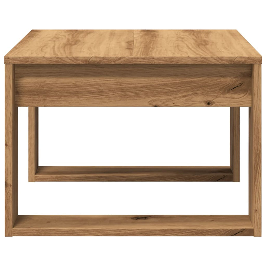Bijzettafel 50x50x35 cm bewerkt hout artisanaal eikenkleurig