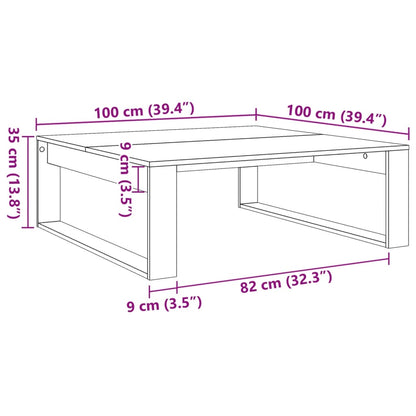Salontafel 100x100x35 cm bewerkt hout oude houtkleurig