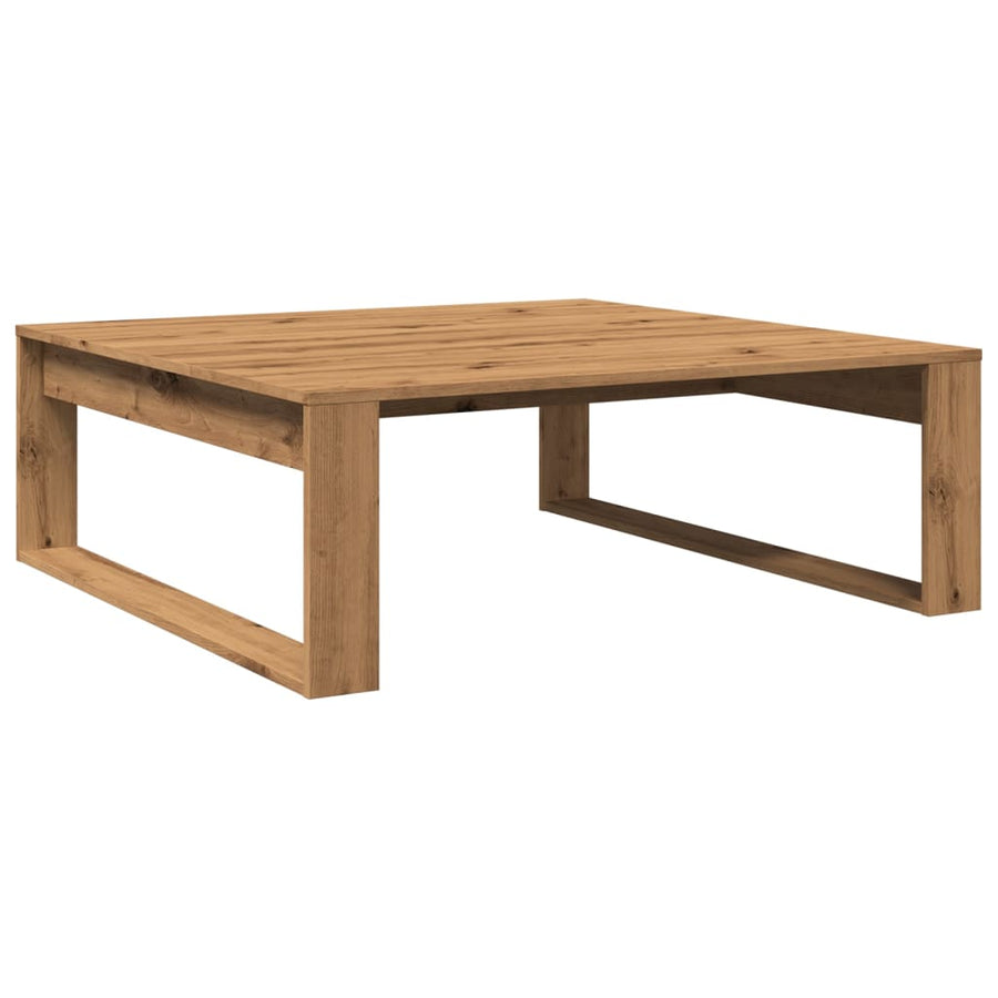 Salontafel 100x100x35 cm bewerkt hout artisanaal eikenkleurig