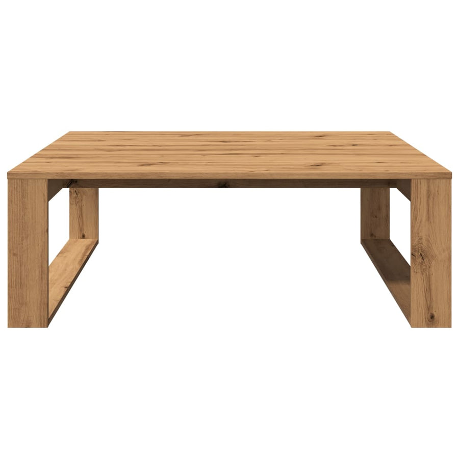 Salontafel 100x100x35 cm bewerkt hout artisanaal eikenkleurig