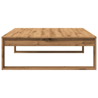 Salontafel 100x100x35 cm bewerkt hout artisanaal eikenkleurig