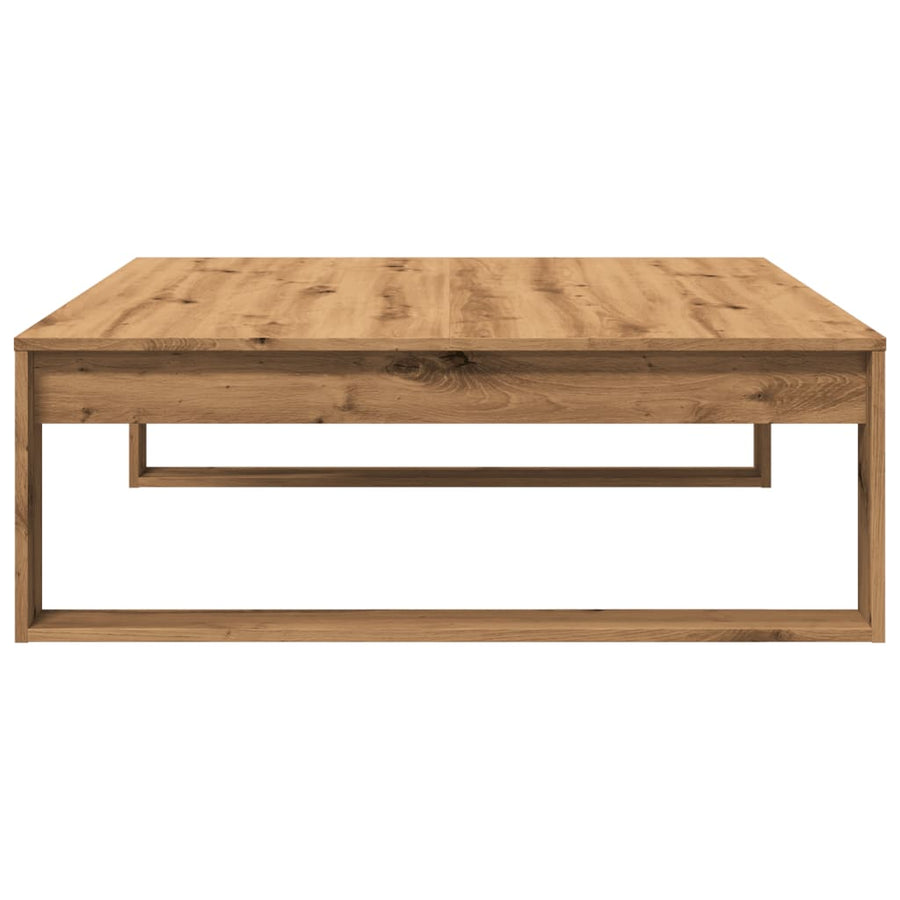 Salontafel 100x100x35 cm bewerkt hout artisanaal eikenkleurig