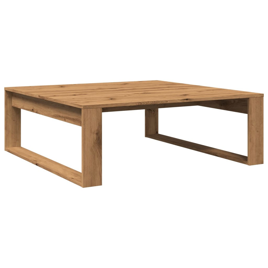 Salontafel 100x100x35 cm bewerkt hout artisanaal eikenkleurig