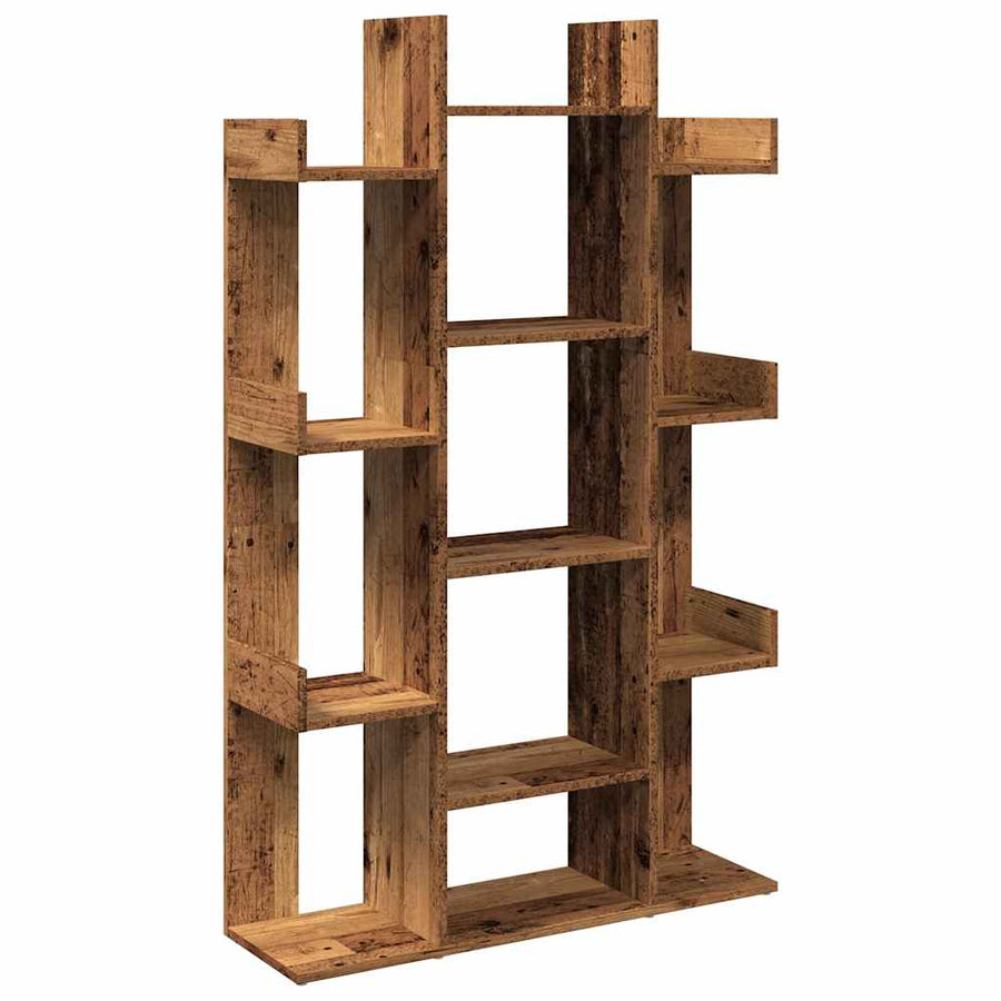 Boekenkast 86x25,5x140 cm bewerkt hout oud houtkleurig