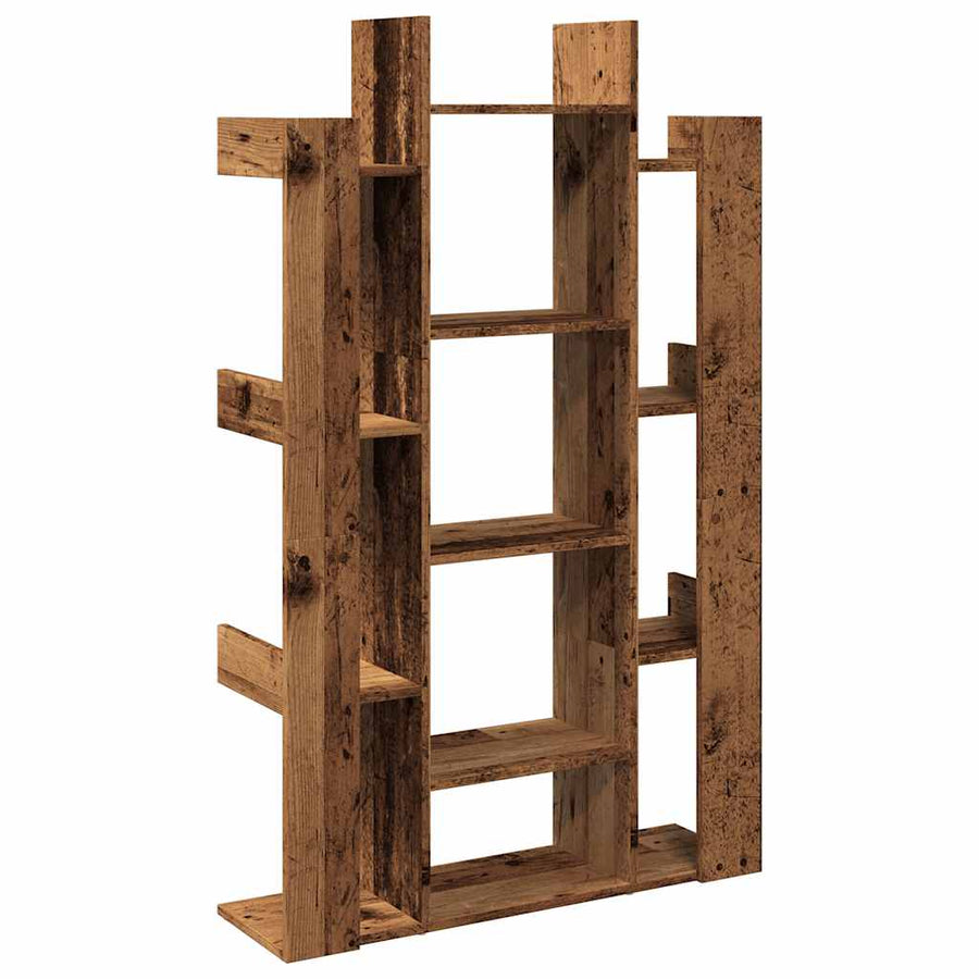 Boekenkast 86x25,5x140 cm bewerkt hout oud houtkleurig
