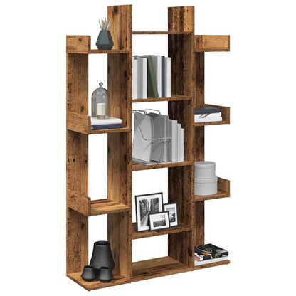 Boekenkast 86x25,5x140 cm bewerkt hout oud houtkleurig