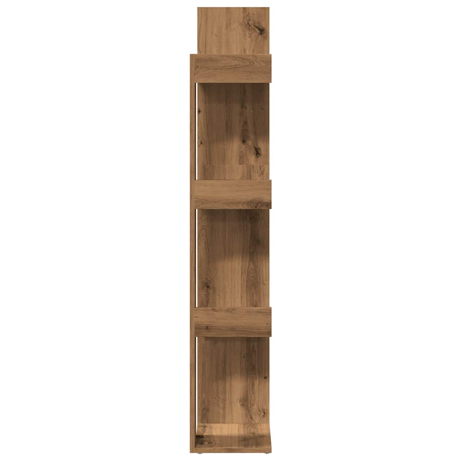 Boekenkast 86x25,5x140 cm bewerkt hout artisanaal eikenkleur