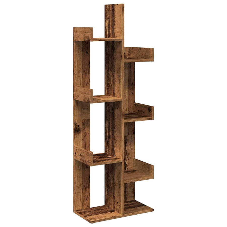 Boekenkast 48x25,5x140 cm bewerkt hout oud houtkleurig