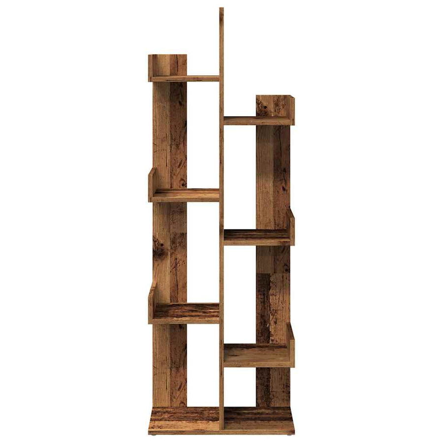 Boekenkast 48x25,5x140 cm bewerkt hout oud houtkleurig