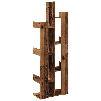 Boekenkast 48x25,5x140 cm bewerkt hout oud houtkleurig