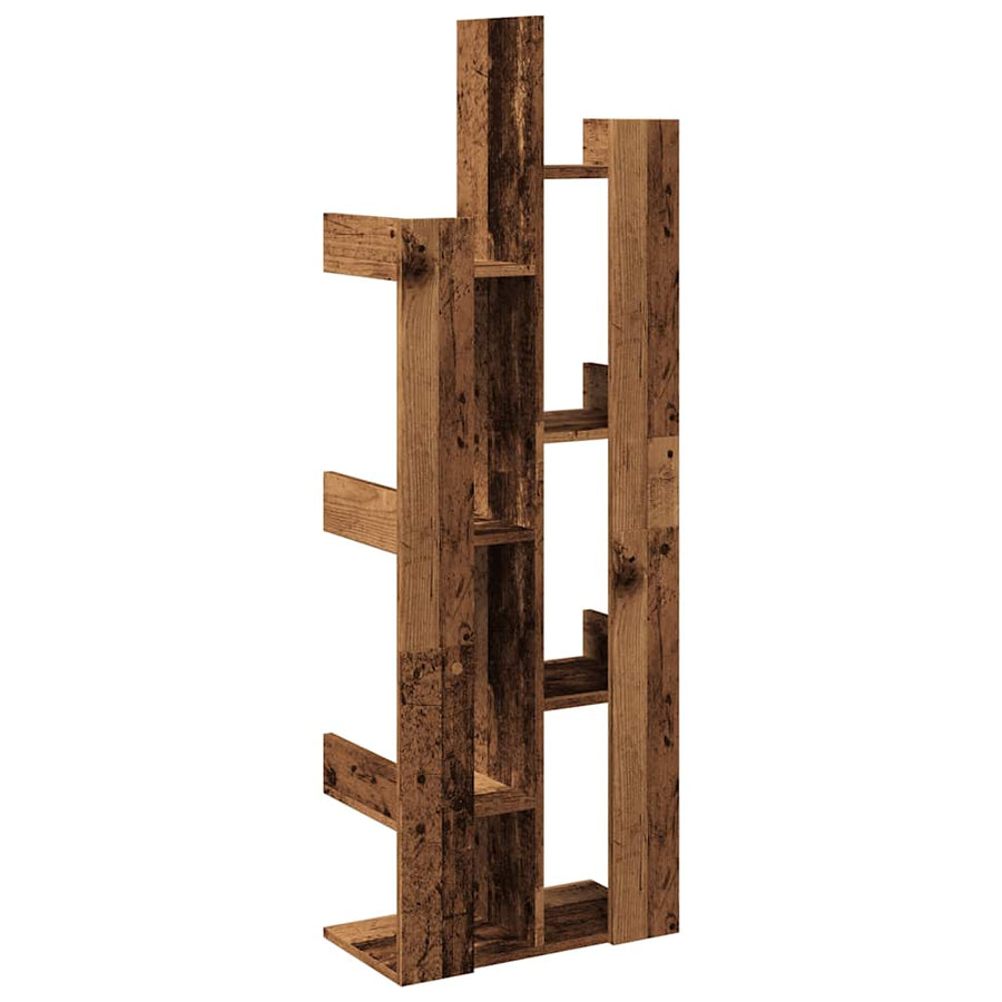 Boekenkast 48x25,5x140 cm bewerkt hout oud houtkleurig