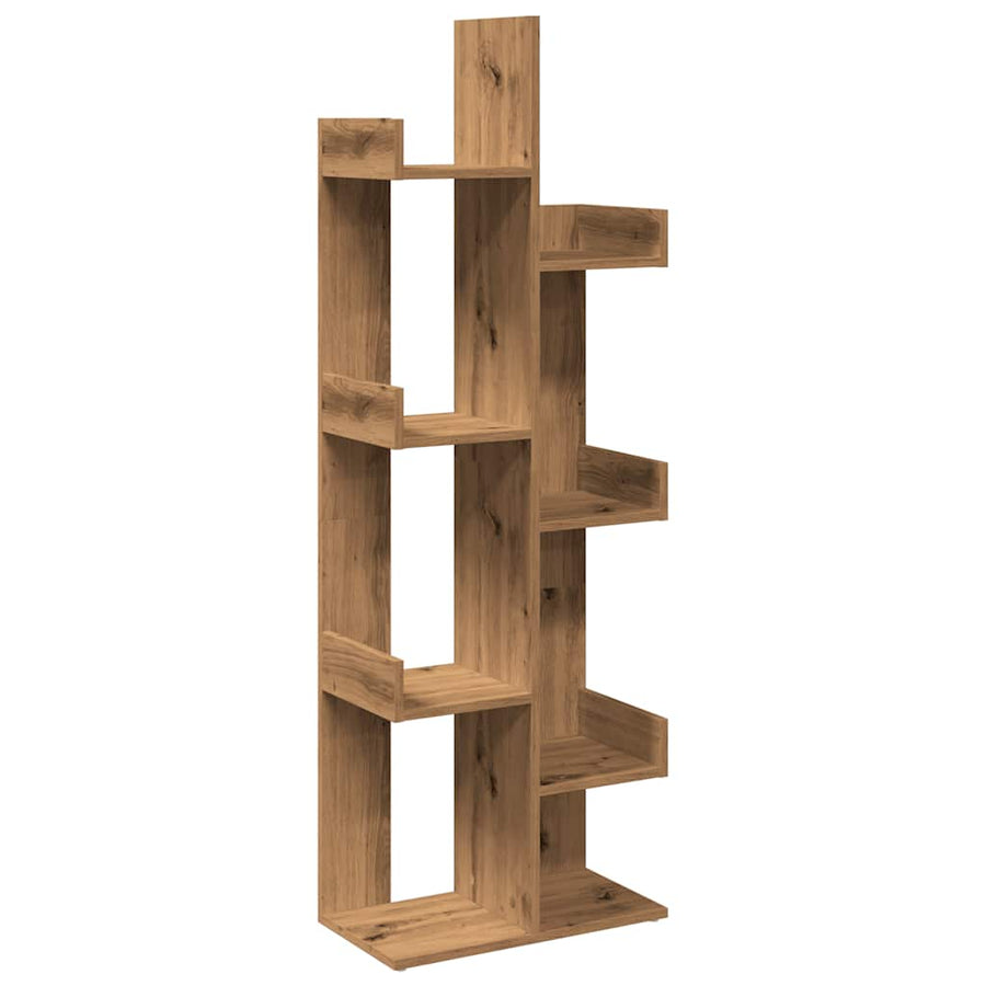 Boekenkast 48x25,5x140 cm bewerkt hout artisanaal eikenkleurig