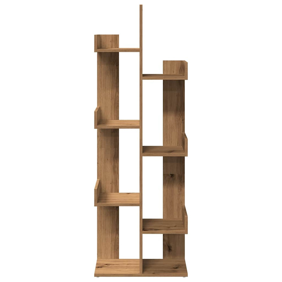 Boekenkast 48x25,5x140 cm bewerkt hout artisanaal eikenkleurig