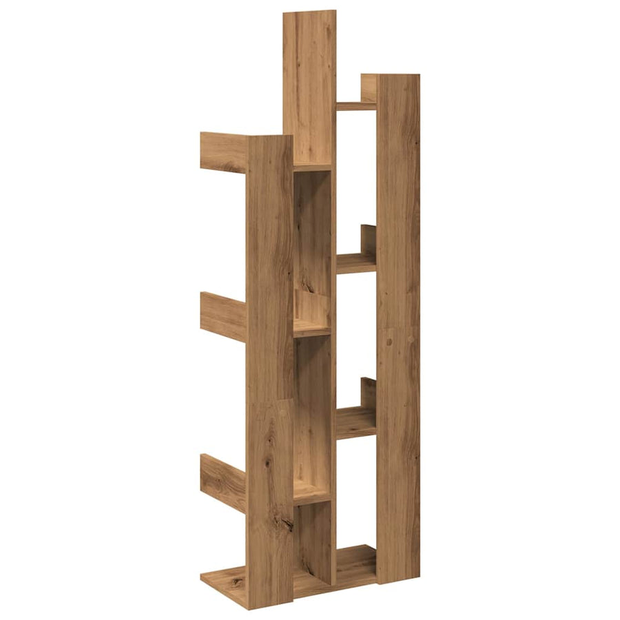 Boekenkast 48x25,5x140 cm bewerkt hout artisanaal eikenkleurig