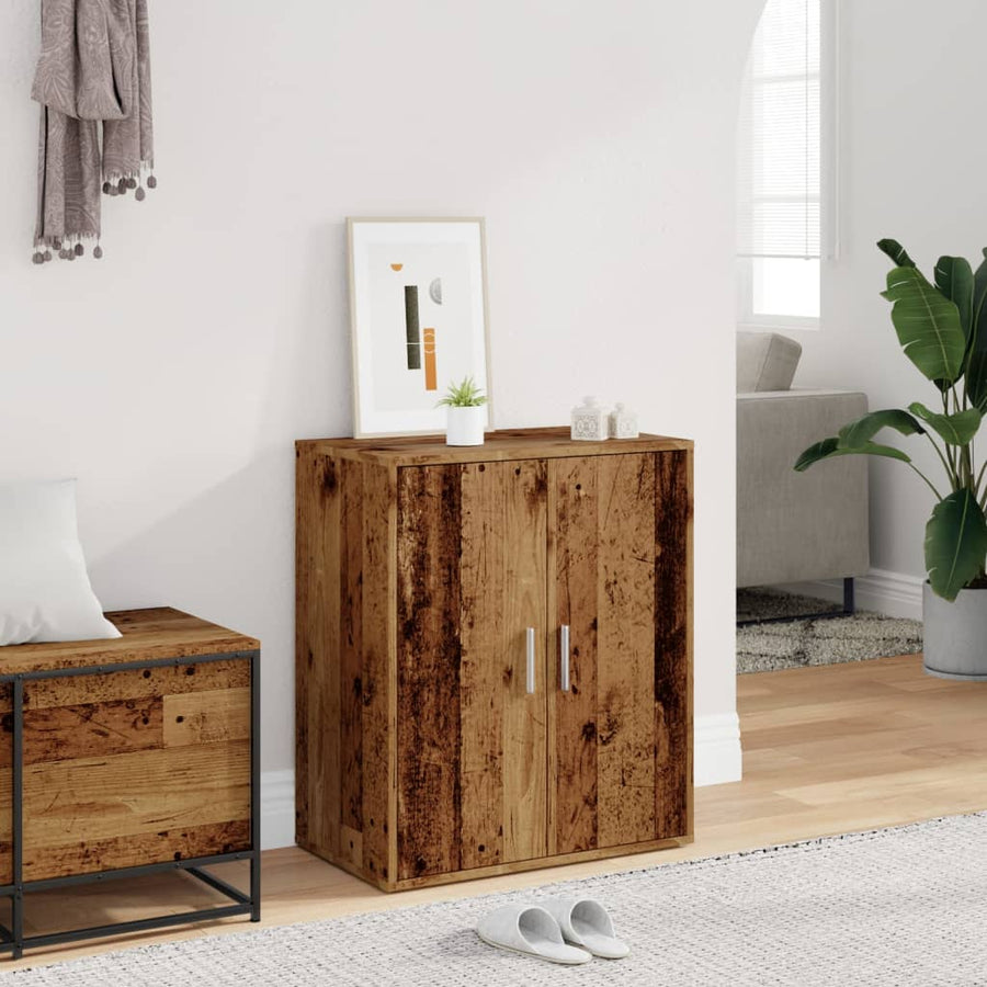 Schoenenkast 60x35x70 cm bewerkt hout oud houtkleurig