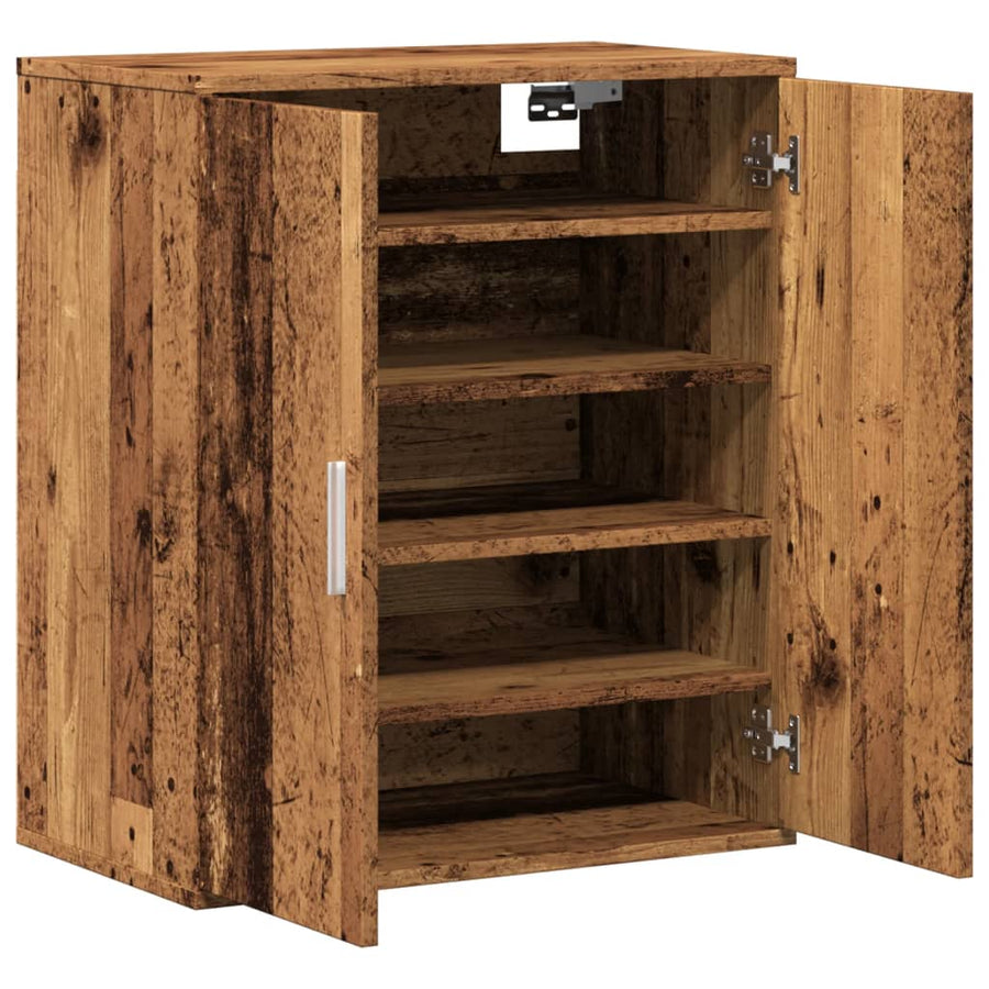 Schoenenkast 60x35x70 cm bewerkt hout oud houtkleurig