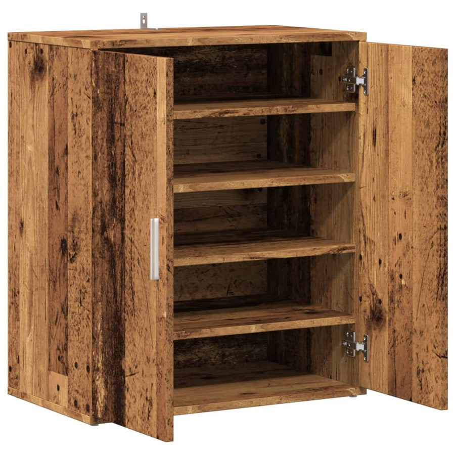Schoenenkast 60x35x70 cm bewerkt hout oud houtkleurig