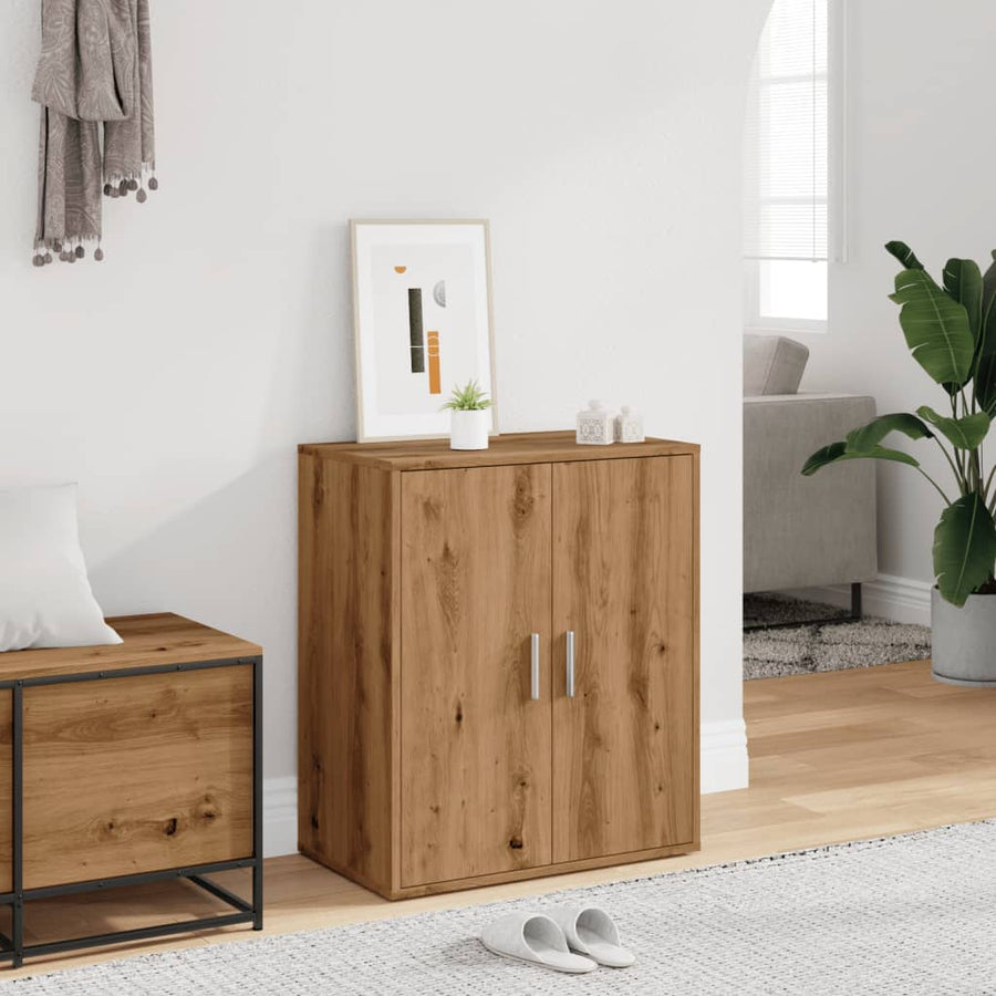 Schoenenkast 60x35x70 cm bewerkt hout artisanaal eikenkleur