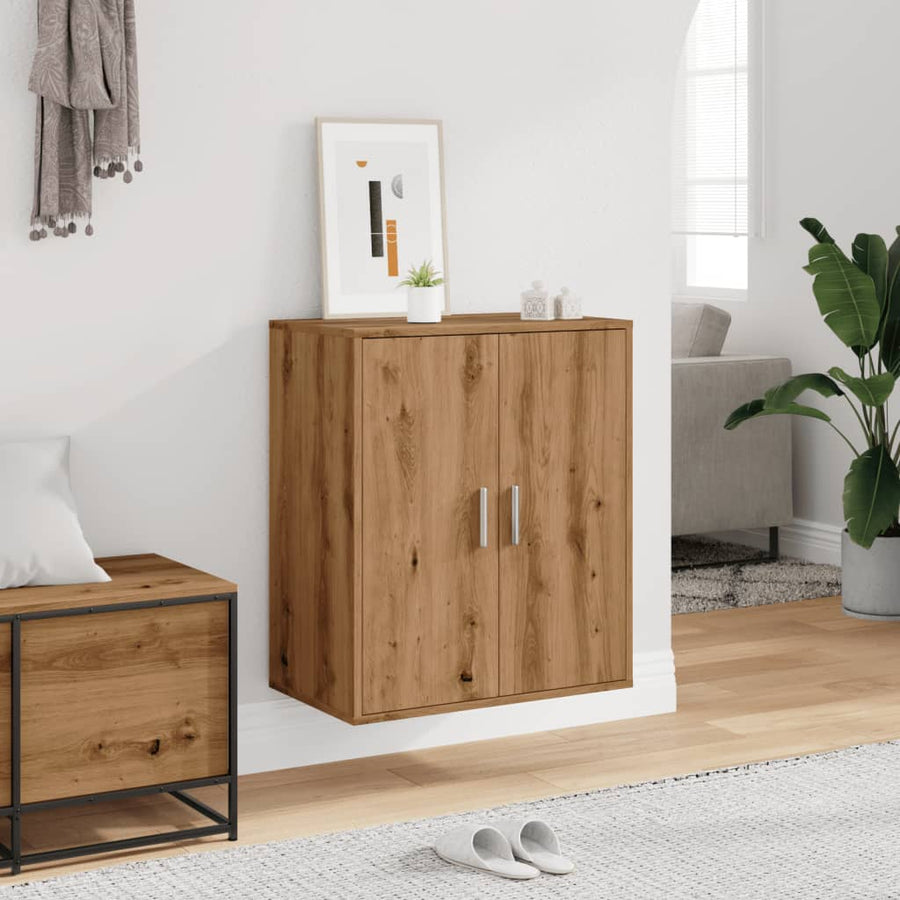 Schoenenkast 60x35x70 cm bewerkt hout artisanaal eikenkleur